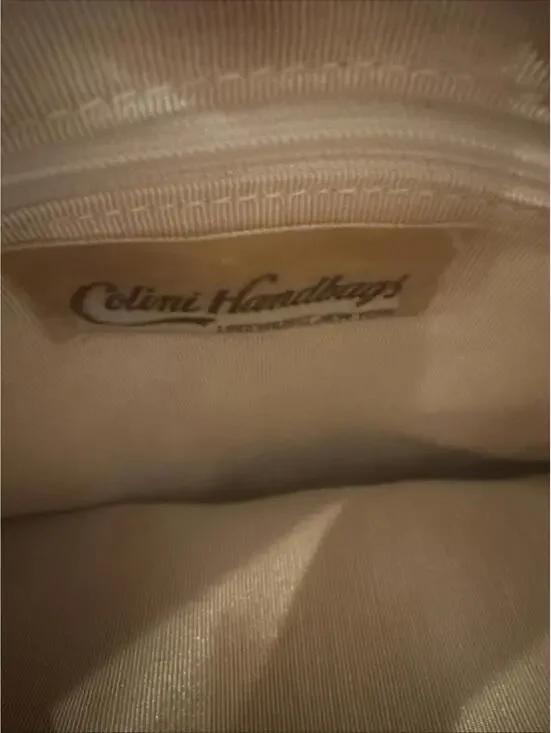 Vintage 1980's Colini Shoulder Bag Leather Multicolor Pastel White Patchwork - Picture 8 of 8